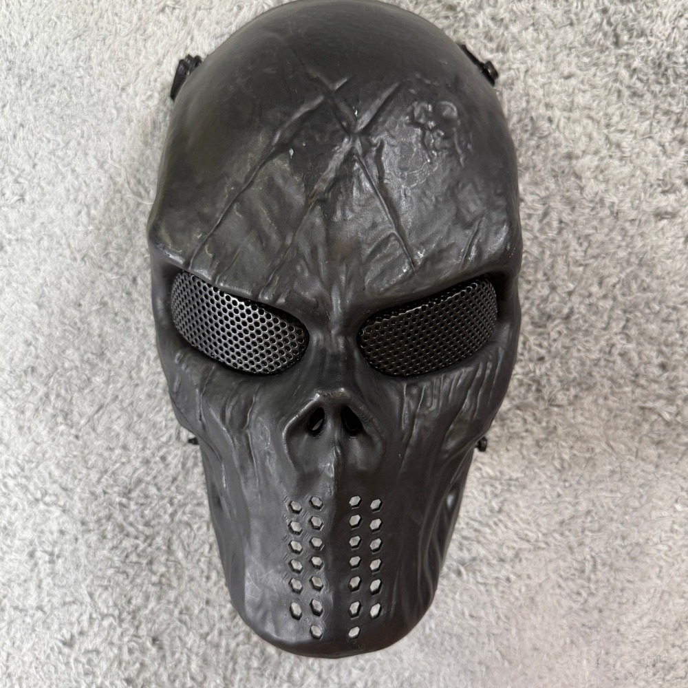 Unbranded Tactical Skull Full Face Mask One Size Black Mesh Eye Protection Gear